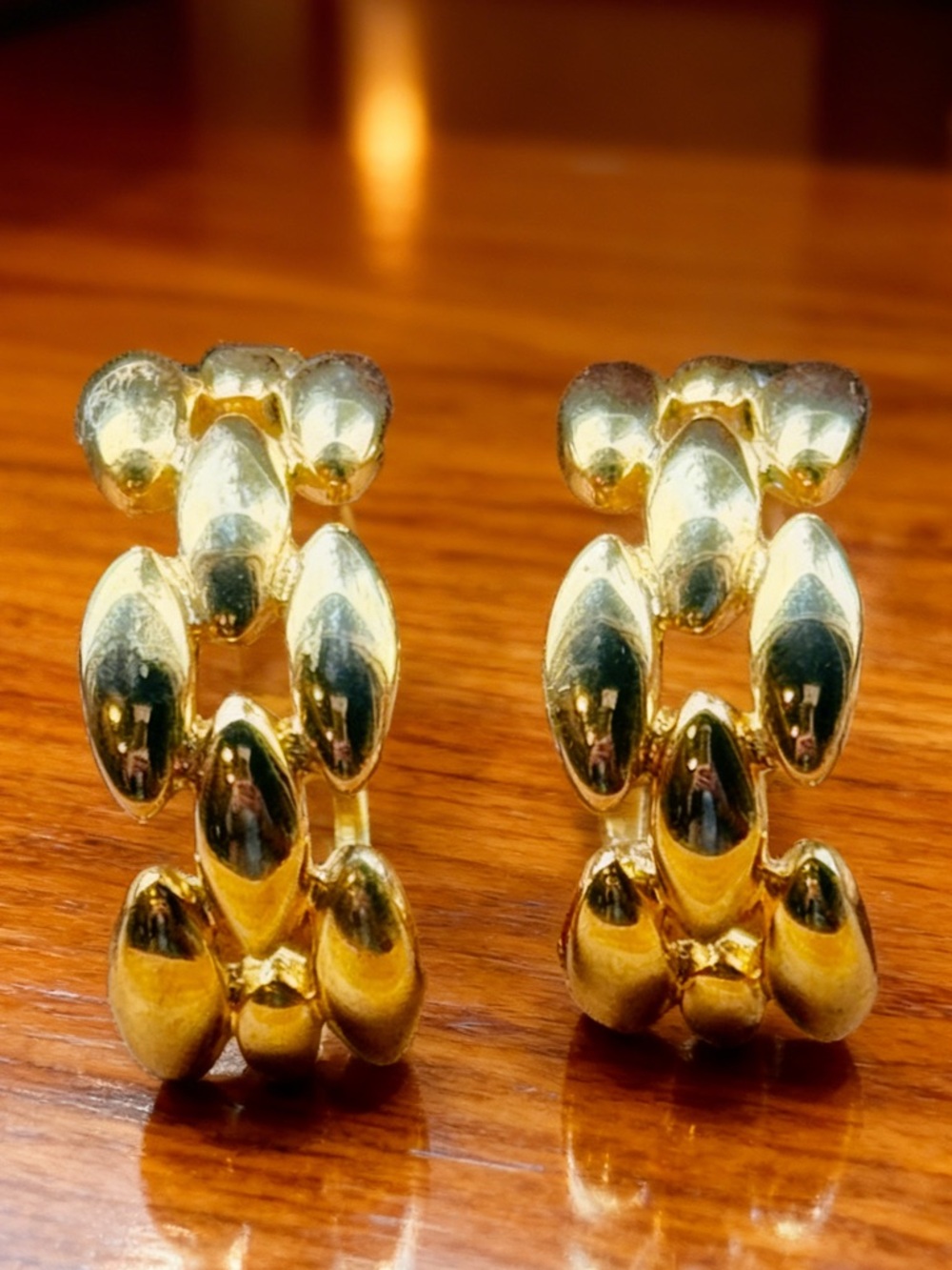 1990s Givenchy Polished Gold Weave hoop Earrings Pierced